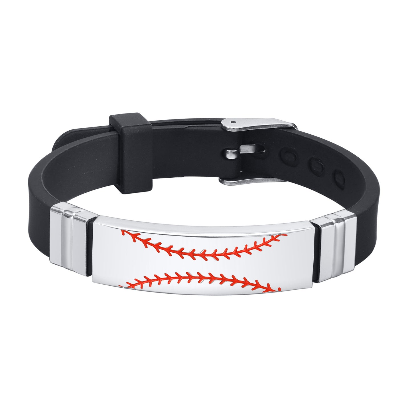 Planderful Stainless Steel Men Bracelet Baseball Pattern
