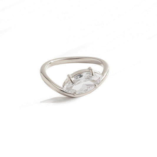 Planderful Vienna Verve Stainless Steel Zircon Horse Eye Ring For Modern Commuters