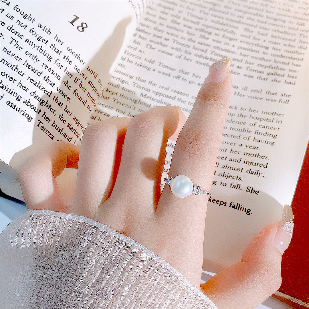 S925 Sterling Silver Freshwater Pearl Ring — Adjustable