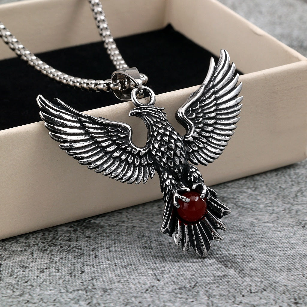 Vintage Eagle Stainless Steel Pendant Necklace