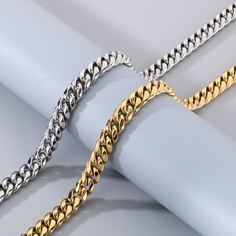 Planderful Cuban Chain Bracelet Men Bold Glossy 12mm Steel