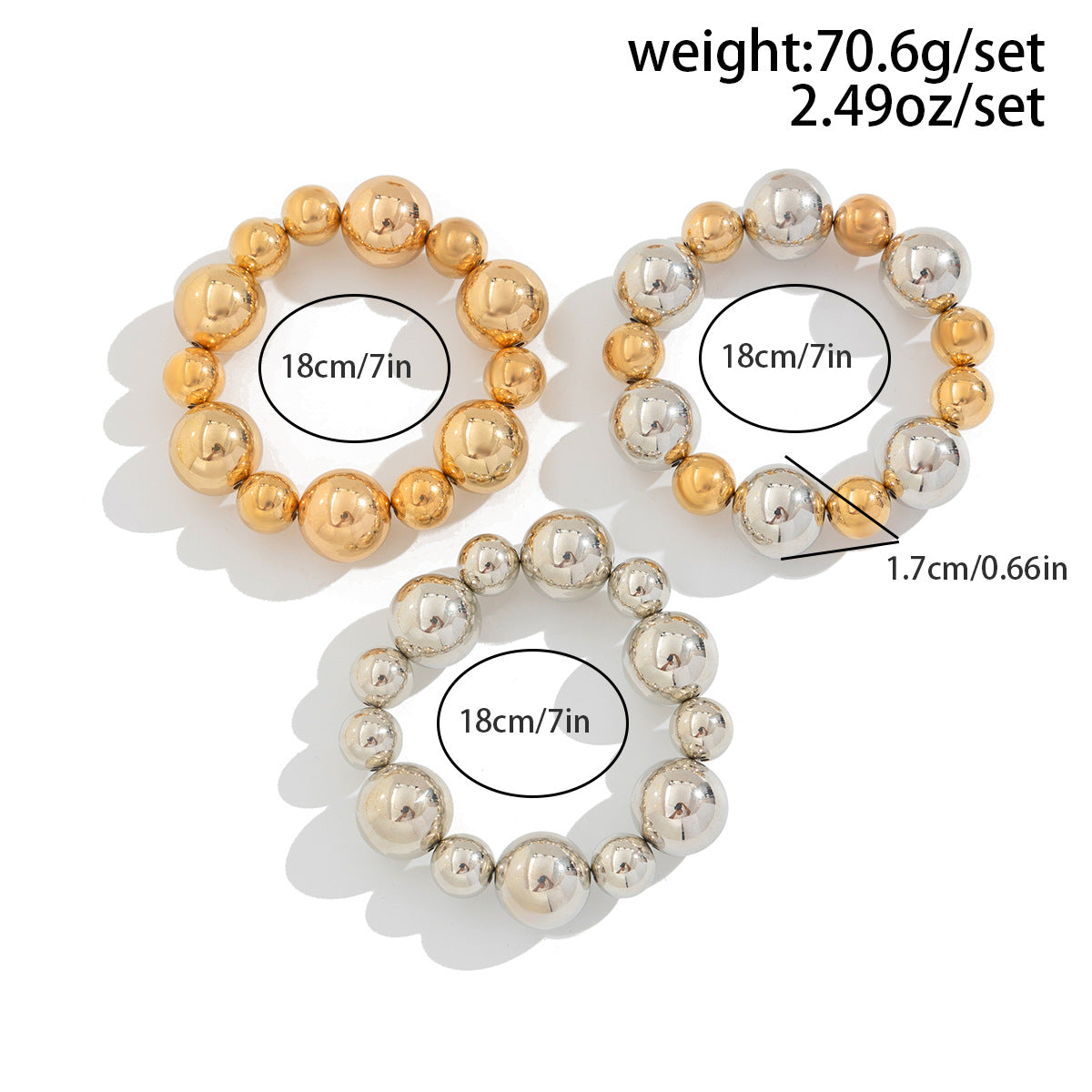 Planderful Vienna Verve Punk Beaded Bracelet For Women Bold Geometric Ball Jewelry With Contrasting Colors