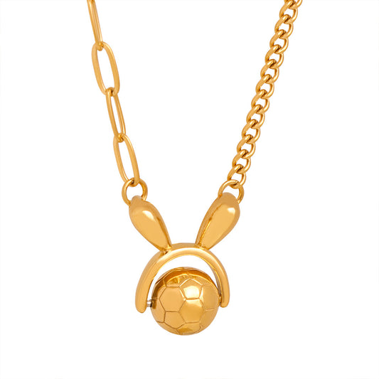 Ultimate Luxe Football Rabbit Gold Necklace for Women - Minimalist Design