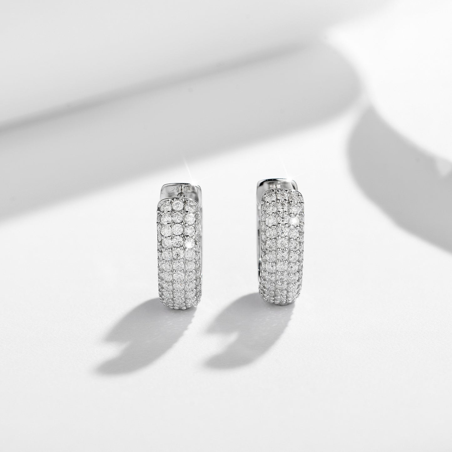 Planderful Moissanite Sparkling Multi Row Hoop Earrings S925 Sterling Silver Luxury For Jewelry Lovers