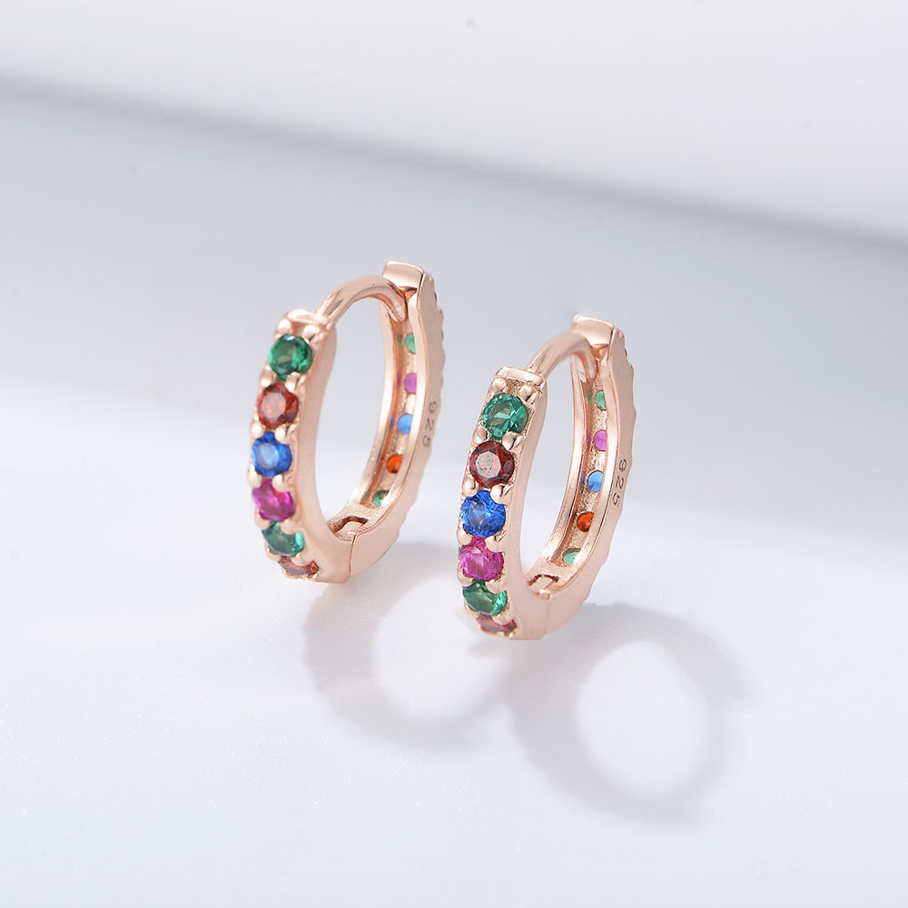 S925 Sterling Silver Colored Zircon Earrings, Ear Buckles, Style And Versatile Jewelry Earrings