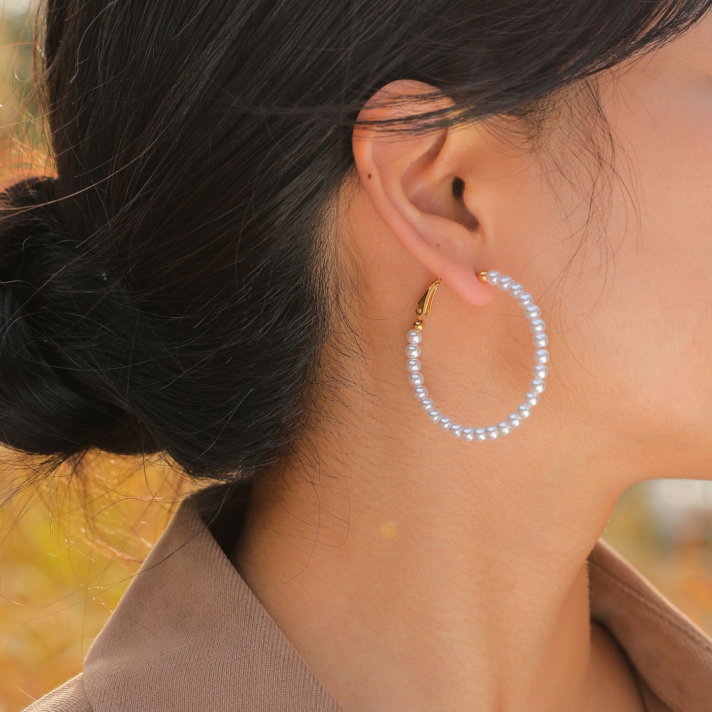 Earrings Stainless Steel Imitation Pearl Earrings Golden Ladies Jewelry Wholesale