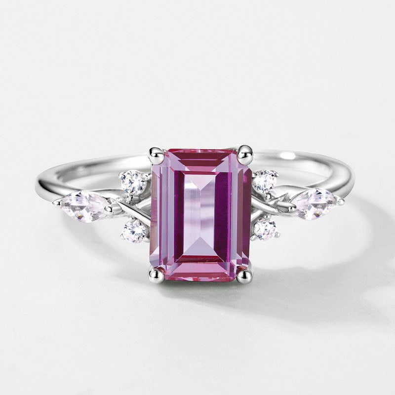 Planderful Jewelry Alexandrite Ring In Sterling Silver S925 Elegant European Inspired Design Size 6 7 8