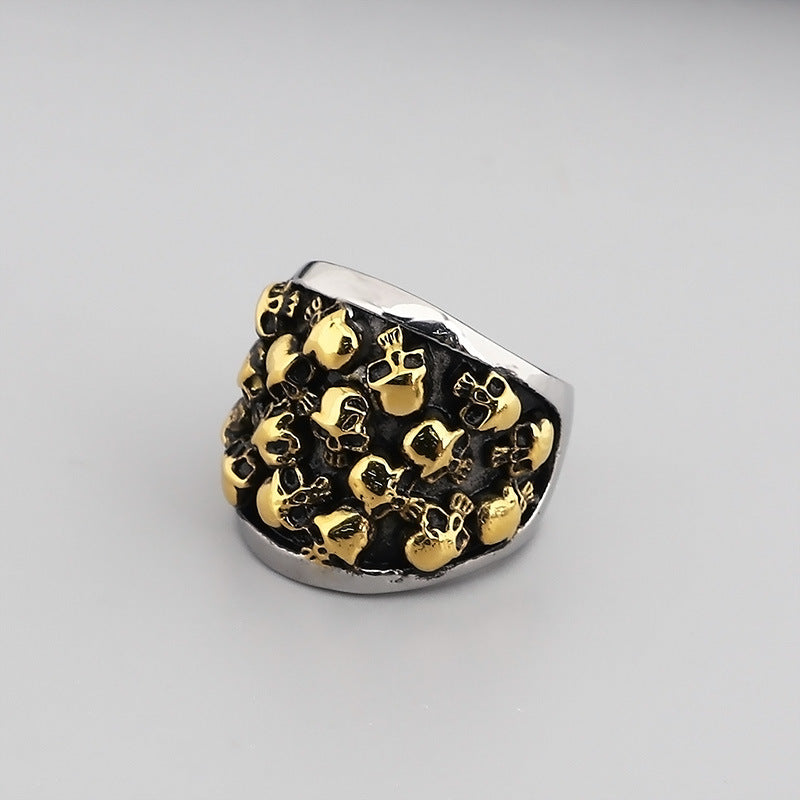 Retro Ghost Head Ring Skull Stainless Steel Ring For Men