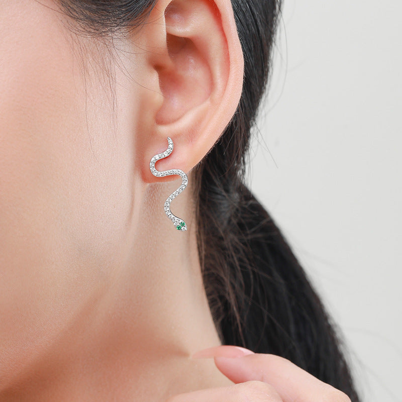 925 Sterling Silver Snake Star Earrings