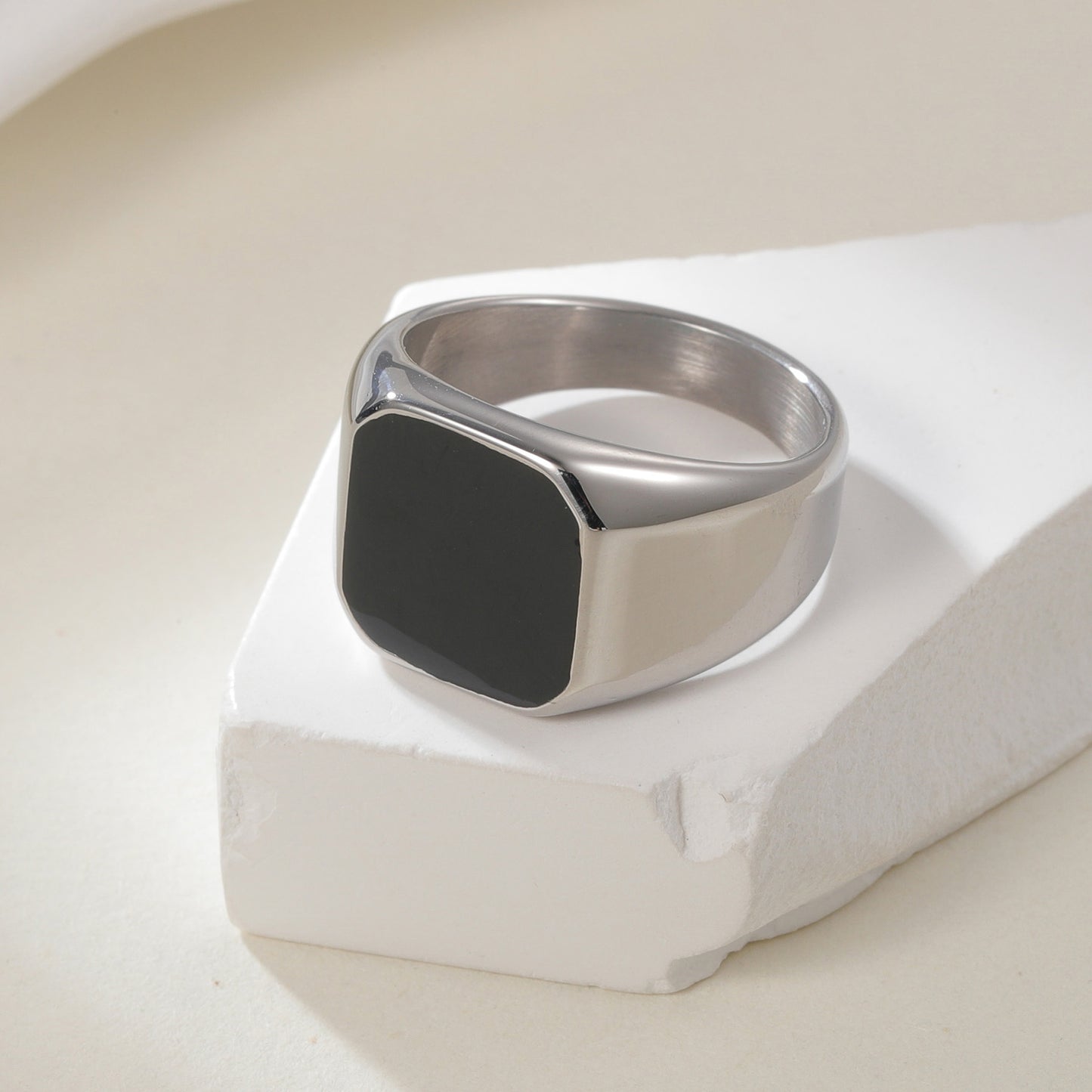 Titanium Steel Ring Unisex Square Design Durable Minimalist Jewelry By Planderful Everyday Genie Collection