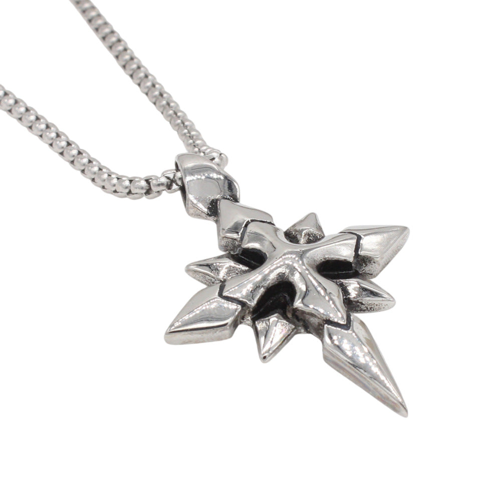 Planderful Jewelry European American Retro Cross Pendant Mens Titanium Steel