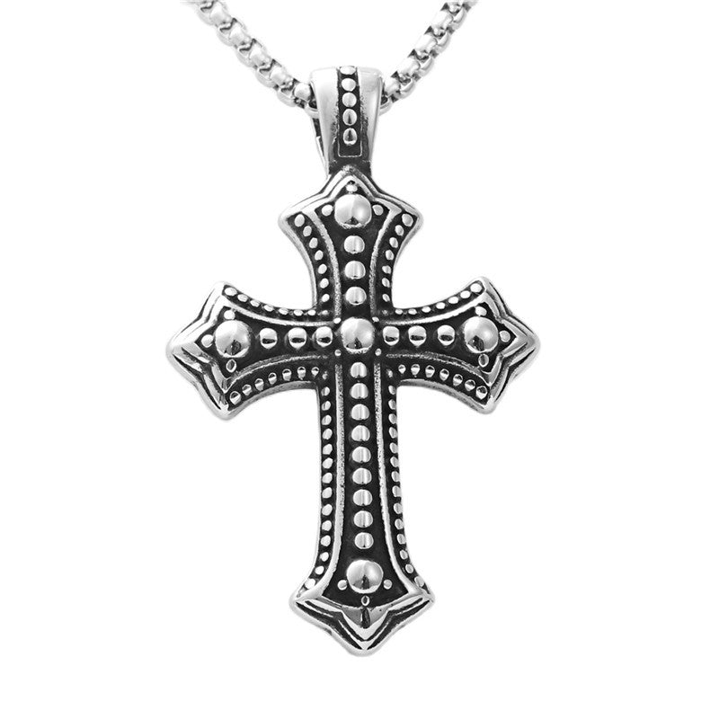 Personalized Titanium Steel Cross Ball Pendant Necklace for Trendy Men