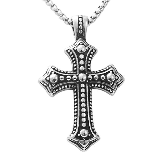 Personalized Titanium Steel Cross Ball Pendant Necklace for Trendy Men