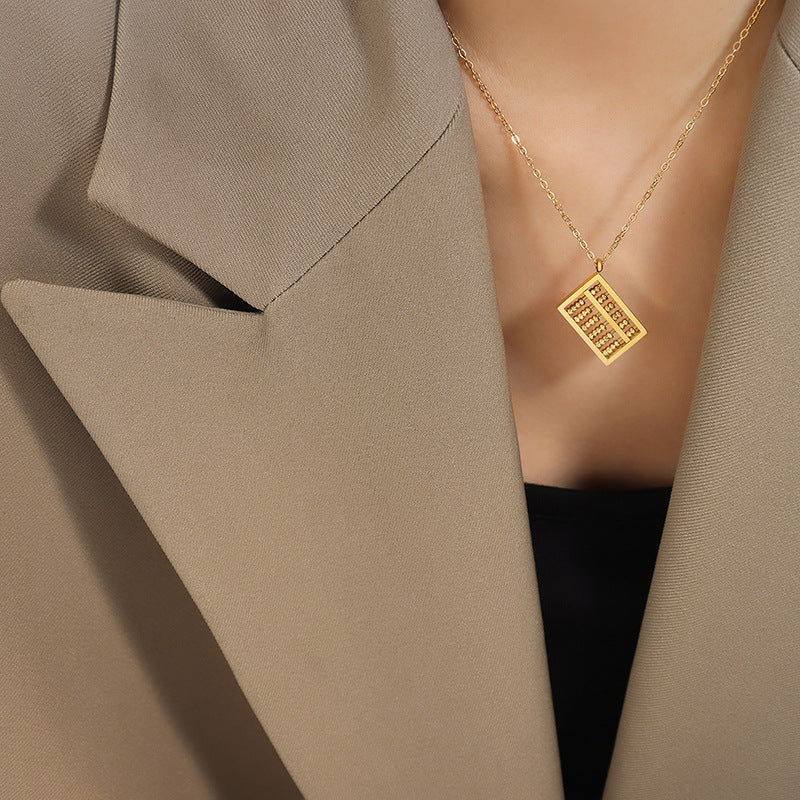 Medieval Inspired Personalized Abacus Pendant Necklace with Collarbone Chain