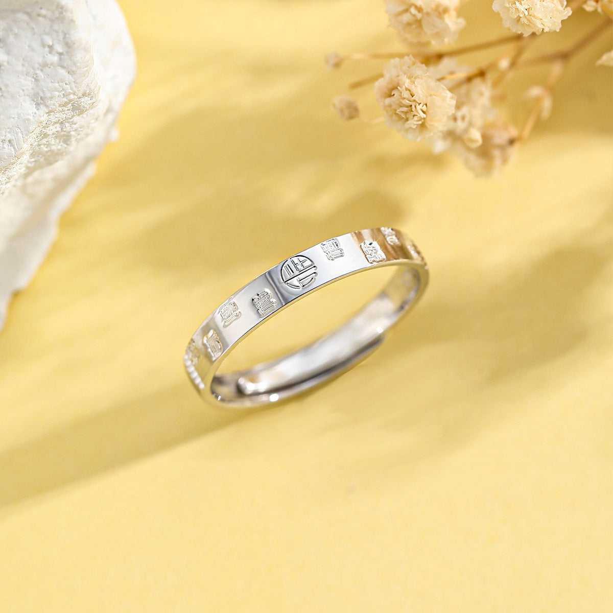 Planderful S925 Sterling Silver Ring Adjustable Opening Fortune Blessing For Women Chic Luxury Everyday Genie