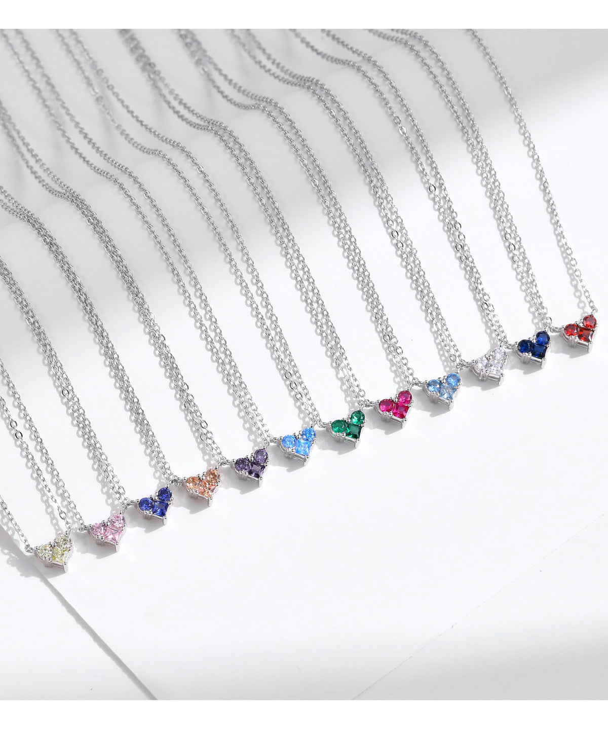 925 Sterling Silver Birthstone Heart Zircon Necklace