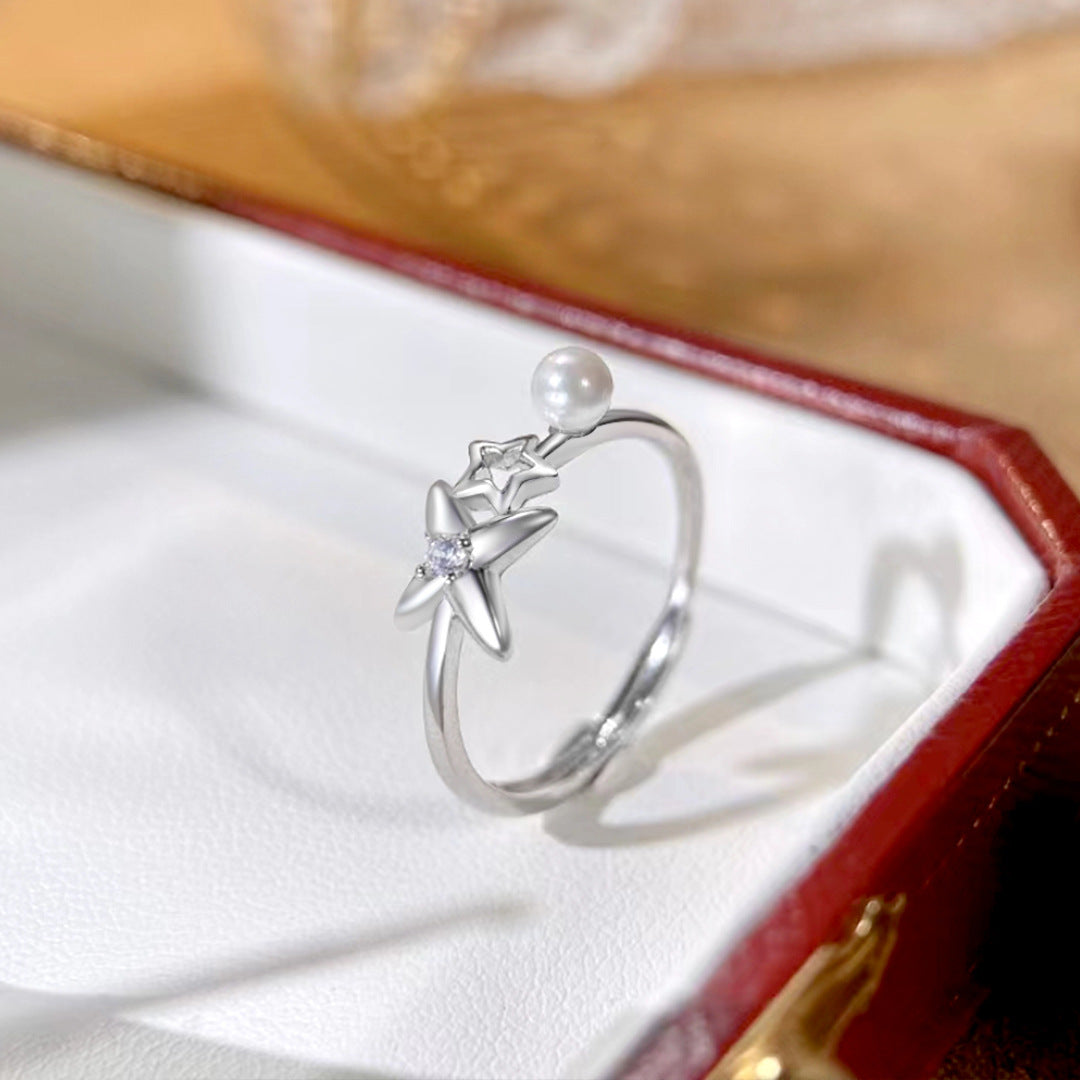 S925 Sterling Silver Freshwater Pearl Ring — Adjustable