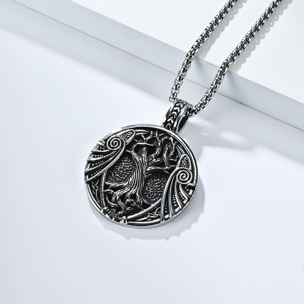 Planderful Personalized Viking Tree of Life Necklace Titanium Steel Unisex Gift for Him or Her Retro Style