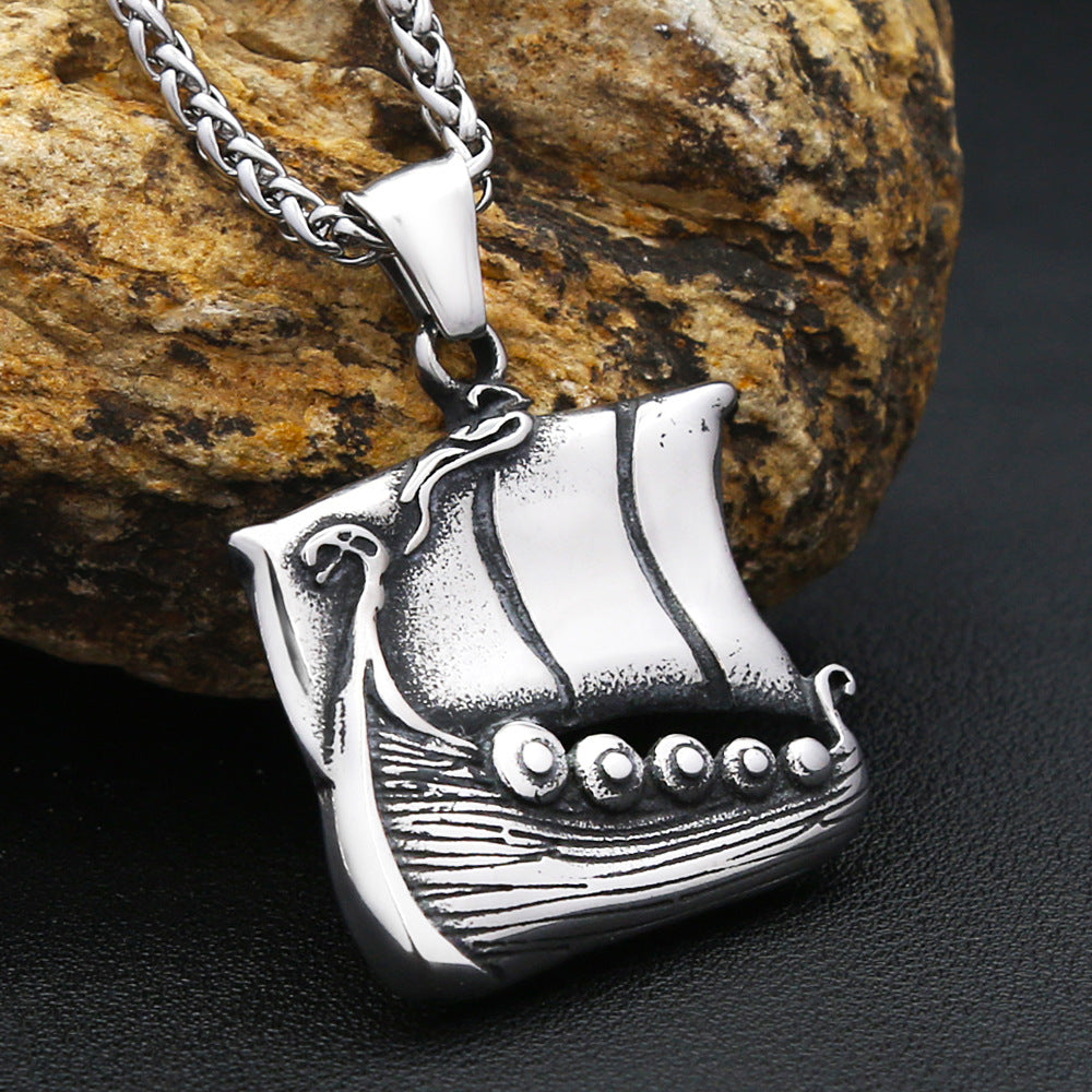 Viking Sailing Stainless Steel Men's Pendant Necklace