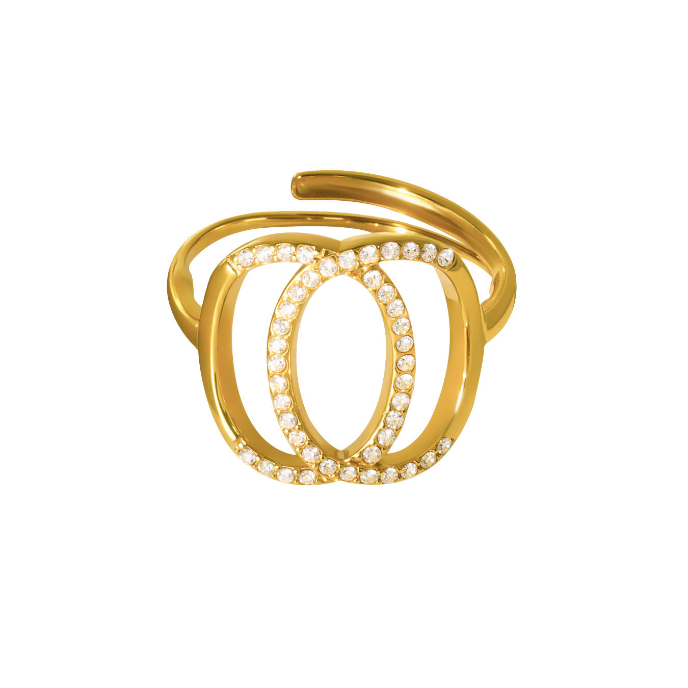 Planderful Zircon Double Circle Ring For Women Light Luxury