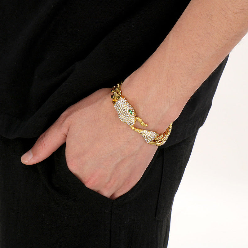 Rock Inlaid Zircon Snake Element Series – Snake Head Bracelet