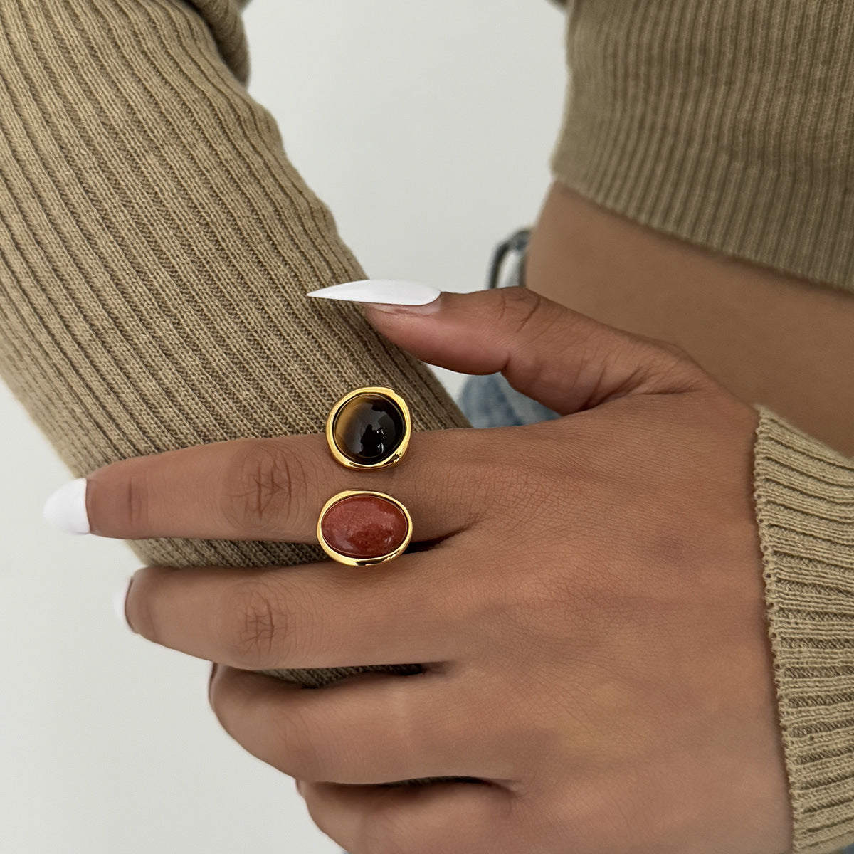 Planderful Vienna Verve Geometric Opening Ring For Women Bold Statement Jewelry Chic