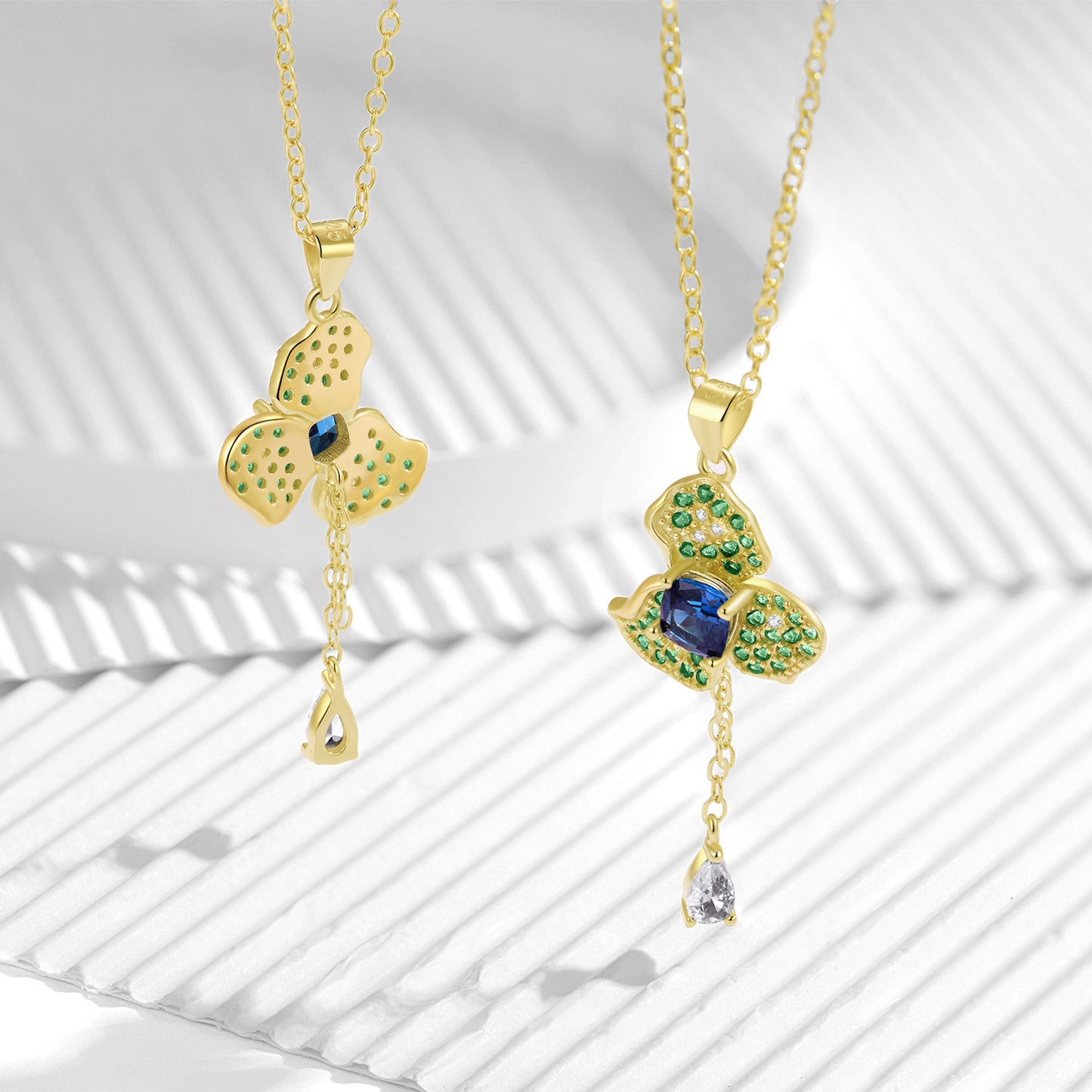 Planderful Everyday Genie – Personality Design Elegant Iris Necklace 925 Silver Gold Fashion Chain