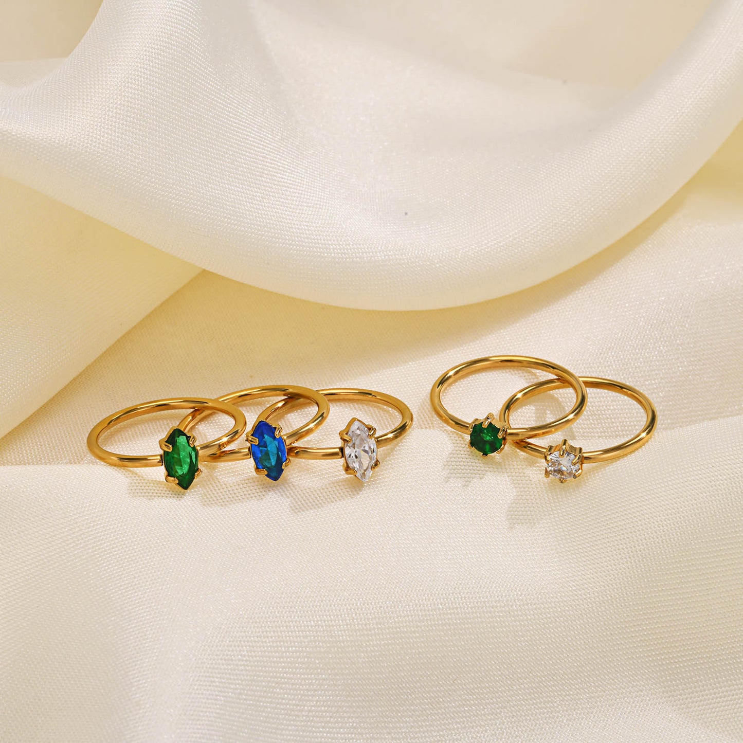 European And American Jewelry Stainless Steel Zircon Ring