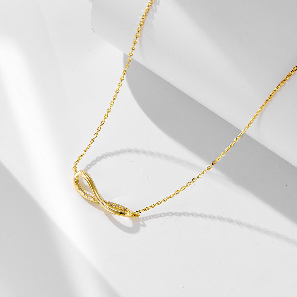 S925 Silver Inlaid Zircon Mobius Ring Pendant Necklace Sense Necklace