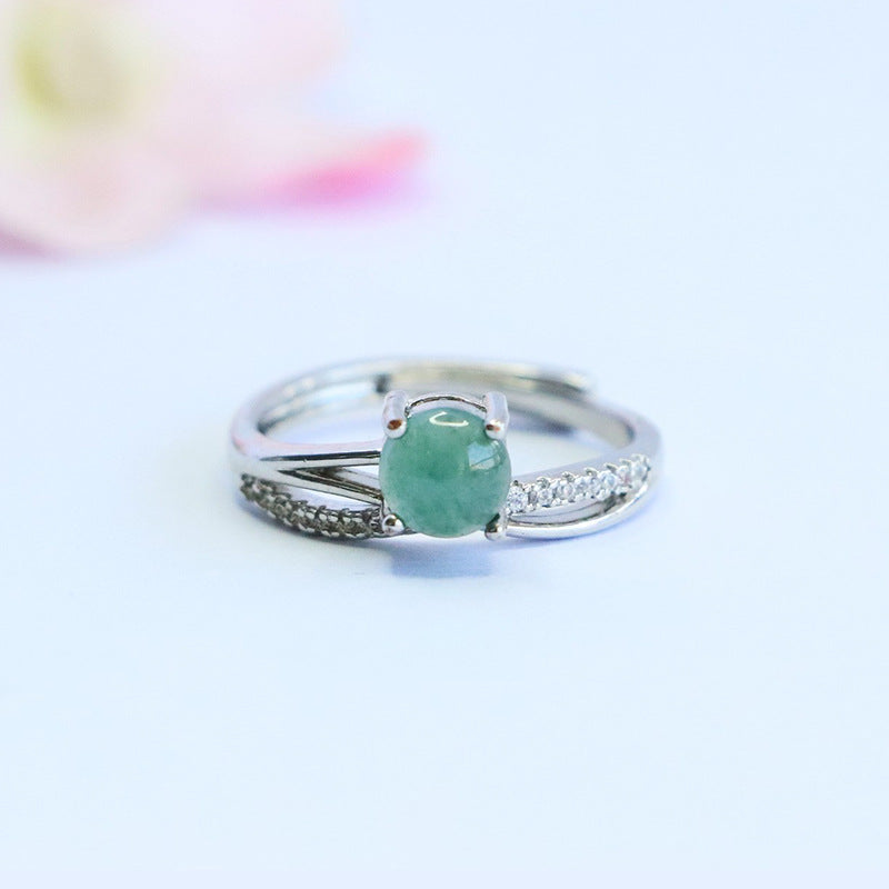 Blue Water Jadeite Double-Hoop 6 mm Ring