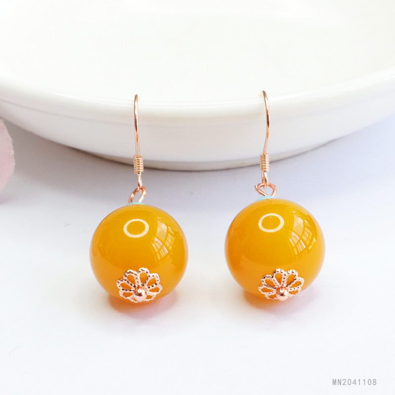 Yellow Chalcedony 925 Silver Hook Earrings