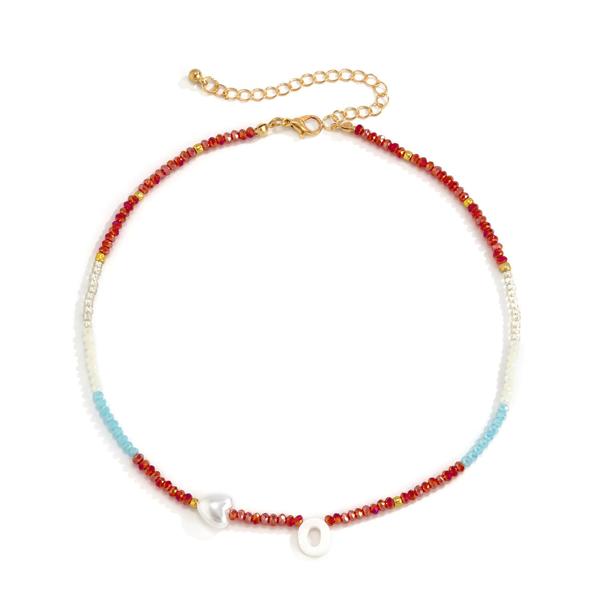 Planderful Crystal Shell Necklace Vienna Verve For Women With Imitation Pearl Geometric Letter O Statement