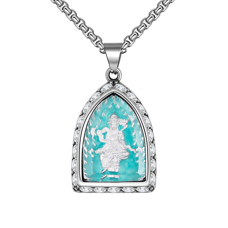 Steel Necklace – Statement Zodiac Buddha Pendant