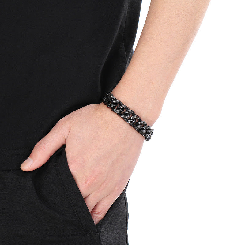 Planderful Beating Pattern Cuban Chain Men Bracelet