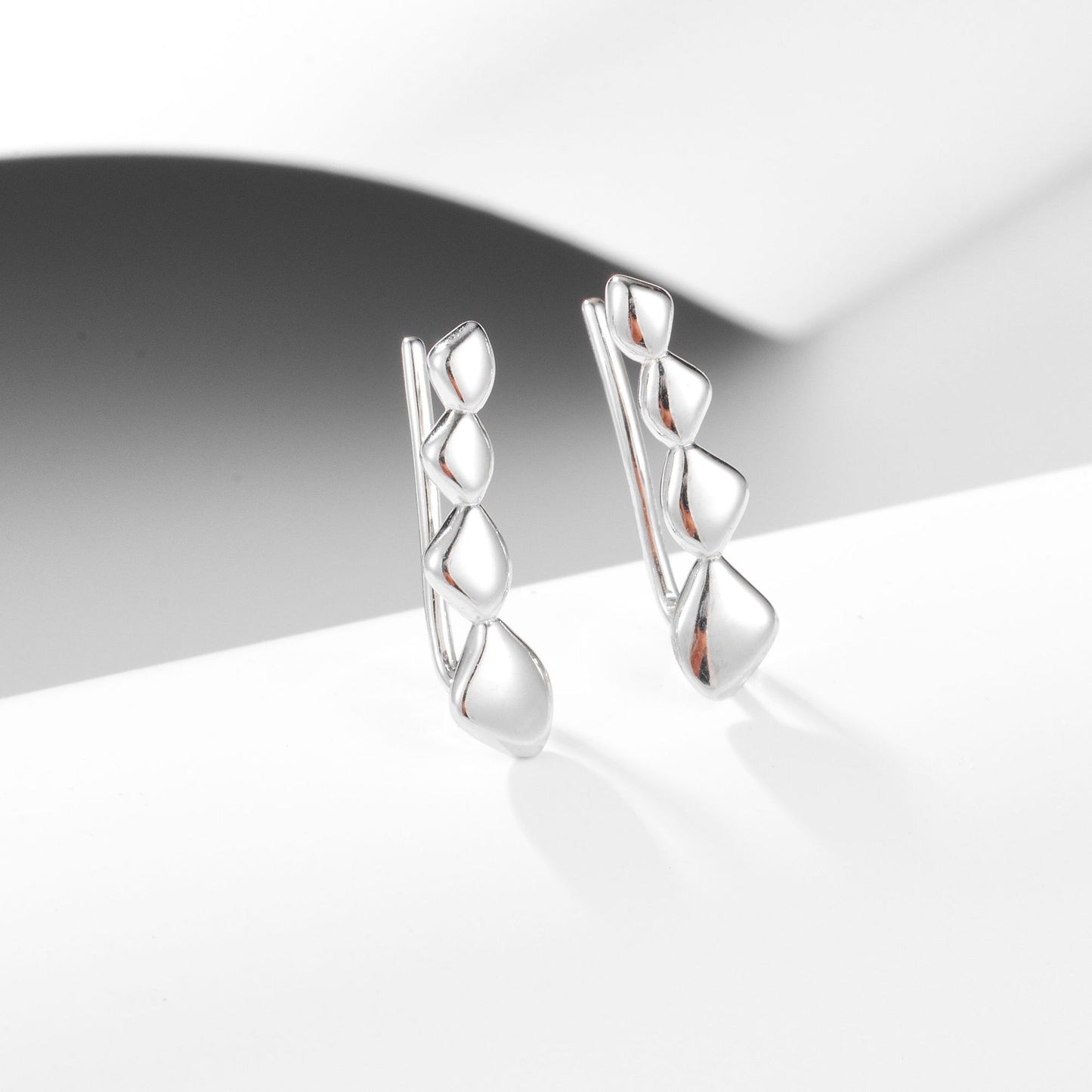 Pea Pod Silver Hook Earrings