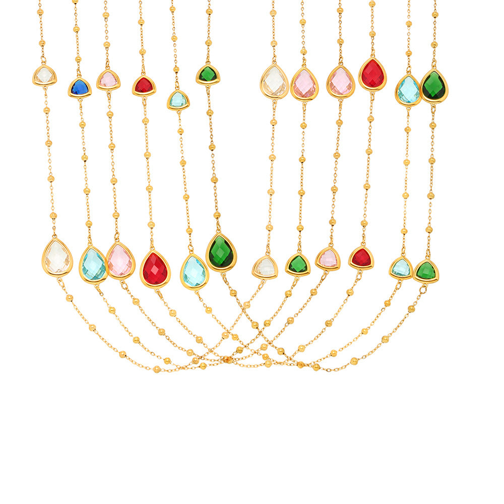 Planderful Water Drop Necklace Women Czech Glass Gold Plated