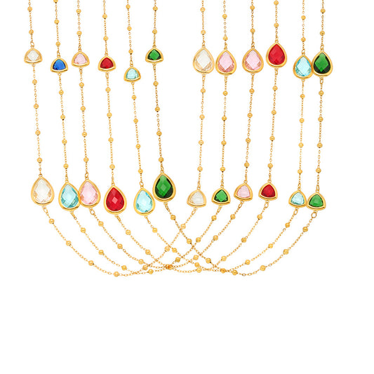 Planderful Water Drop Necklace Women Czech Glass Gold Plated