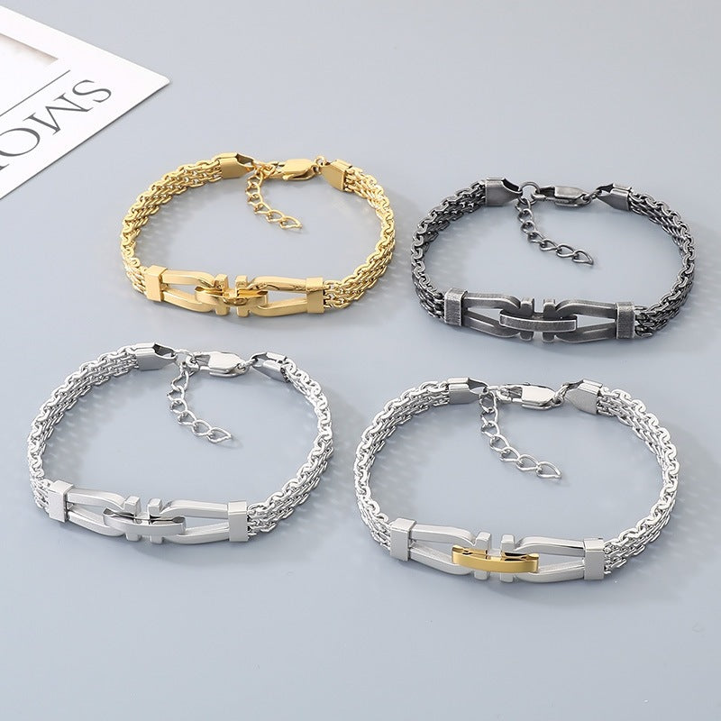 Style Adjustable Day Buckle Woven Bracelet – Daily Stainless Steel Cross Chain Men's