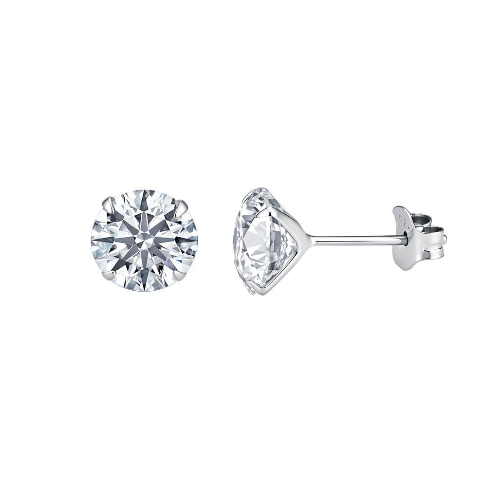 S925 Sterling Silver Classic Four-Claw Moissanite Stud Earrings Daily Commuting Earrings