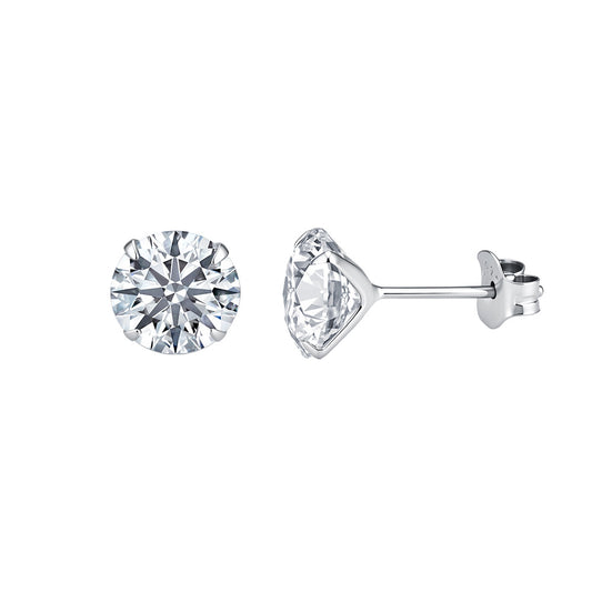 S925 Sterling Silver Classic Four-Claw Moissanite Stud Earrings Daily Commuting Earrings