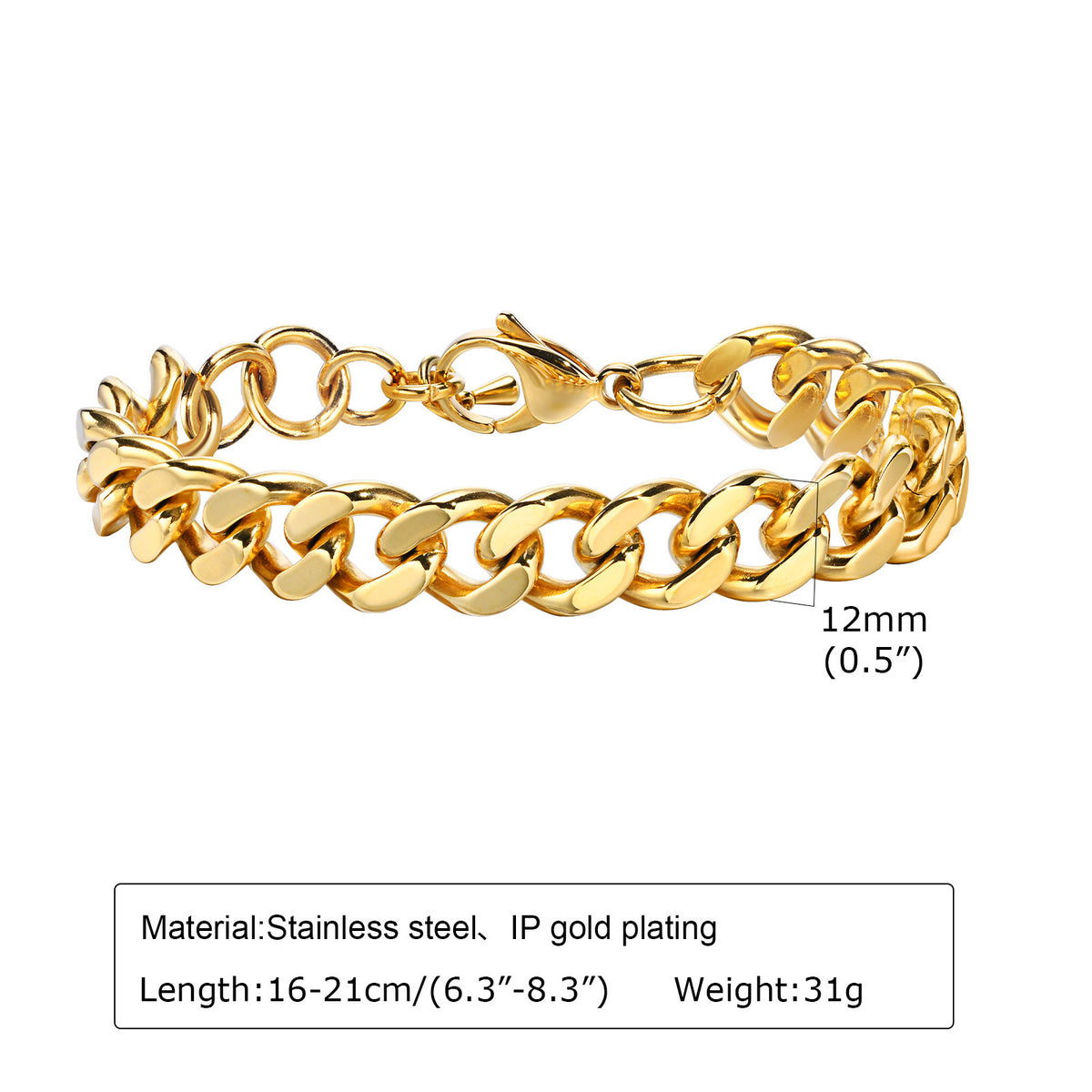 And Golden Thick Personalized Stainless Steel Bracelet Unisex