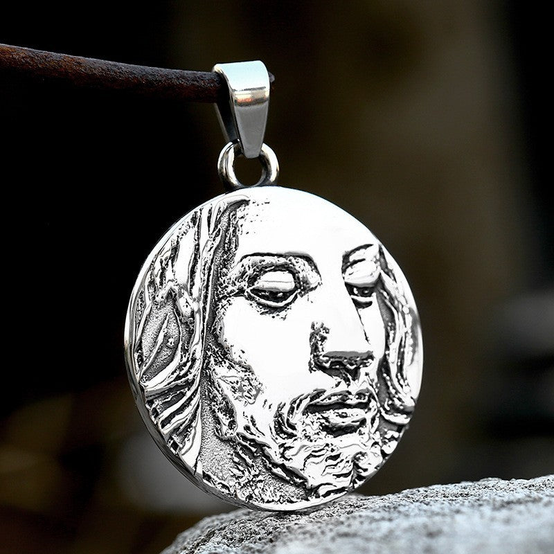 Stainless Steel Cast Portrait Pendant – Titanium Steel Round Item Necklace