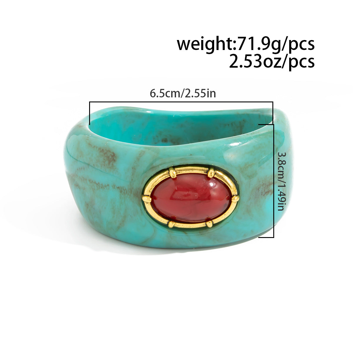 Planderful Bohemian Turquoise Resin Wide Bracelet Microinlaid Irregular Inlay Vienna Verve Statement Jewelry For Women