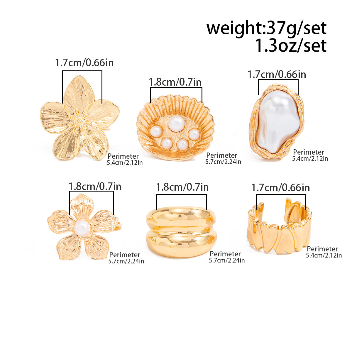 Planderful Vienna Verve Baroque Pearl Ring Open Ring Set For Elegant Women Jewelry Statement