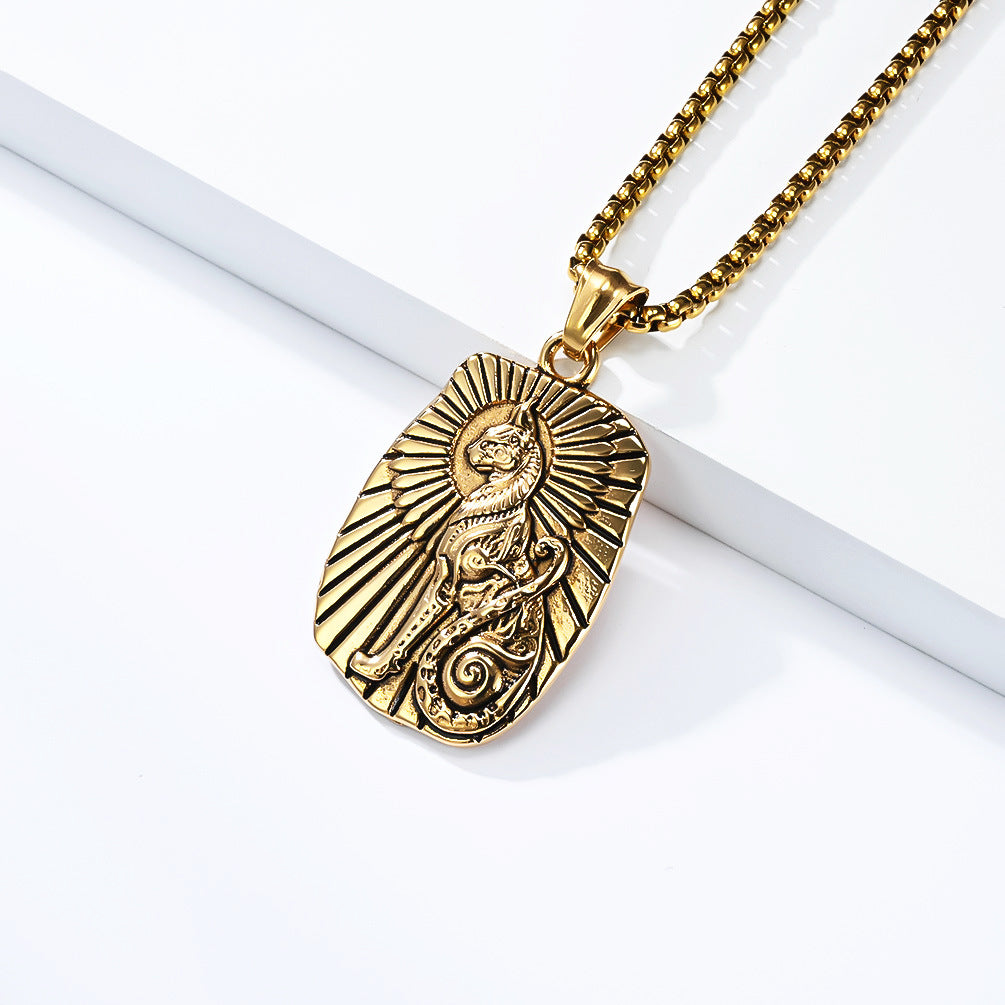 Planderful Everyday Genie Egyptian Cat God Necklace For Men Titanium Steel Pendant Timeless Iconic Fashion Accessory