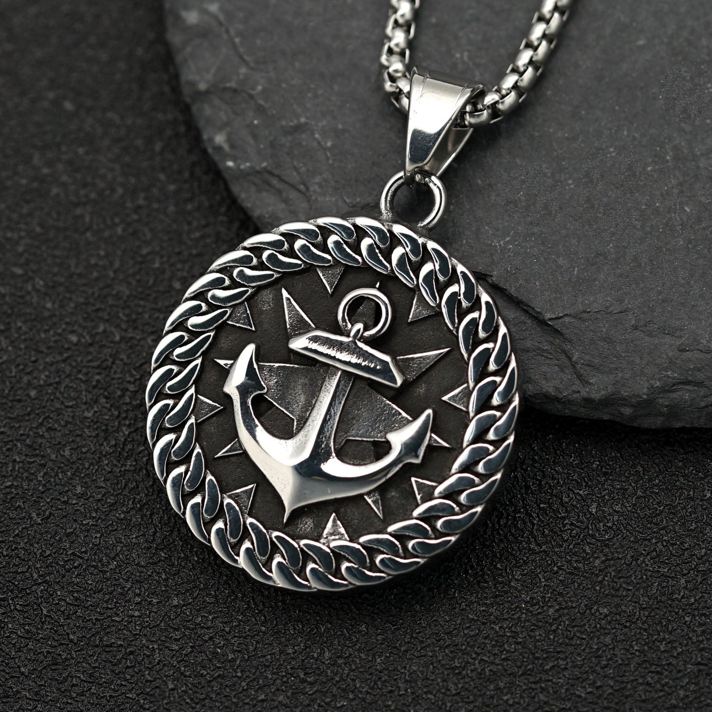 Steel Necklace – Vintage Nordic Wheel Pendant
