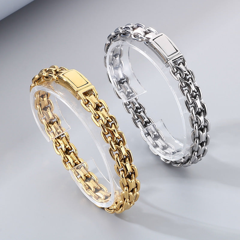 Interlocking Bracelet Necklace Hip Hop Titanium Steel Men