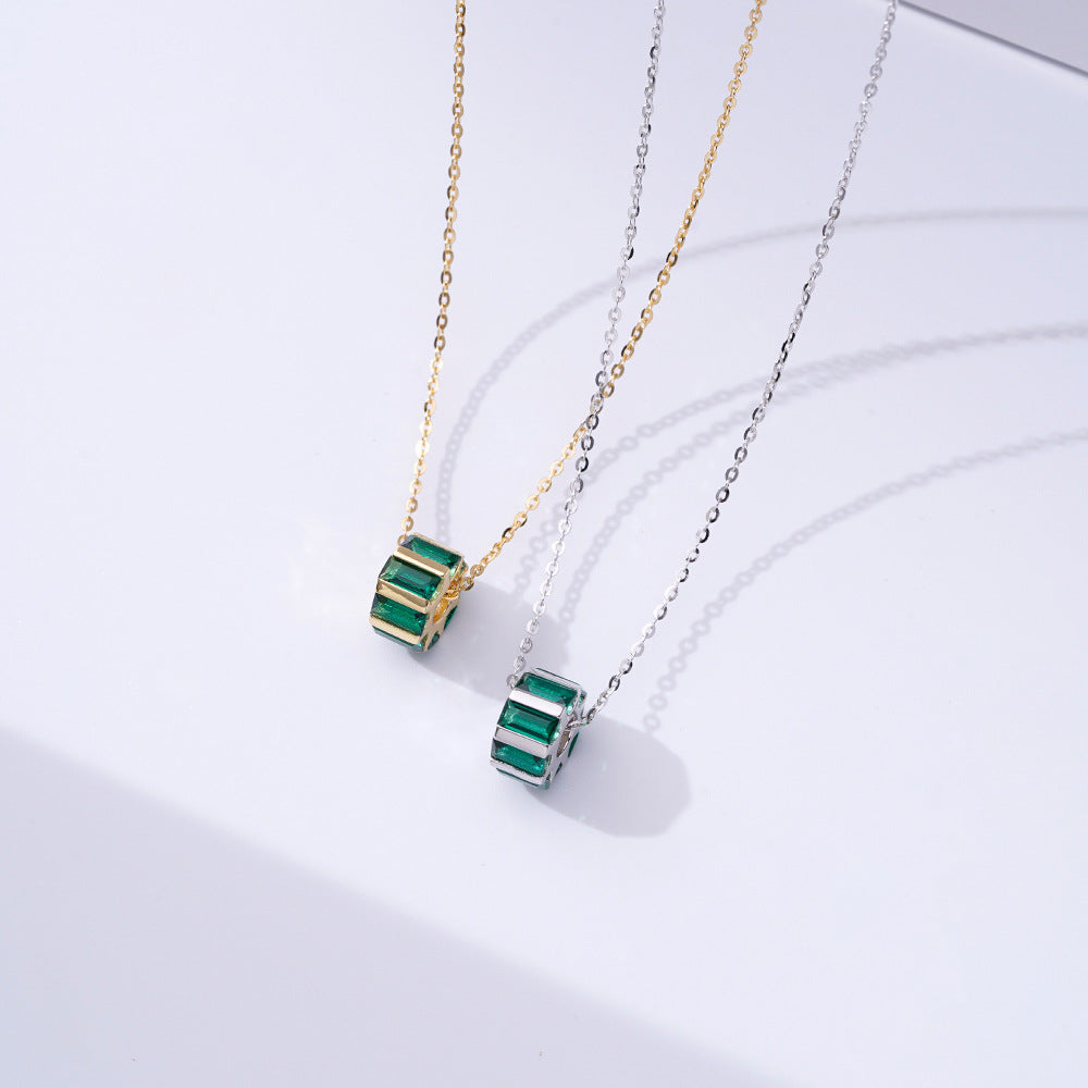 Niche Design Sense Emerald S925 Sterling Silver Necklace