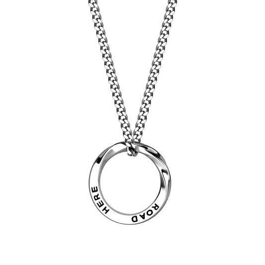 Planderful Mobius Ring Necklace For Men Titanium Steel Alphabet Pendant Bold Hip Hop Style