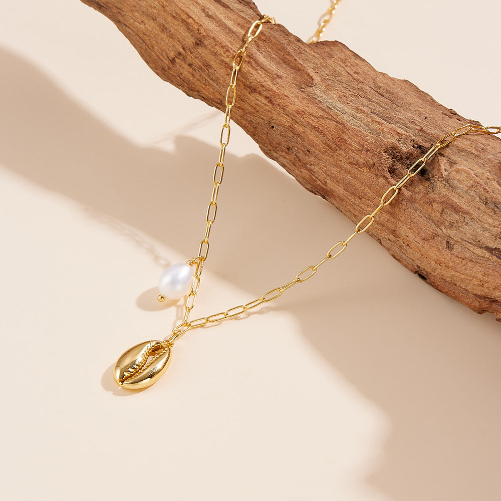 925 Sterling Silver Versatile Necklace With A Natural Cultured Pearl Shell Pendant Necklace